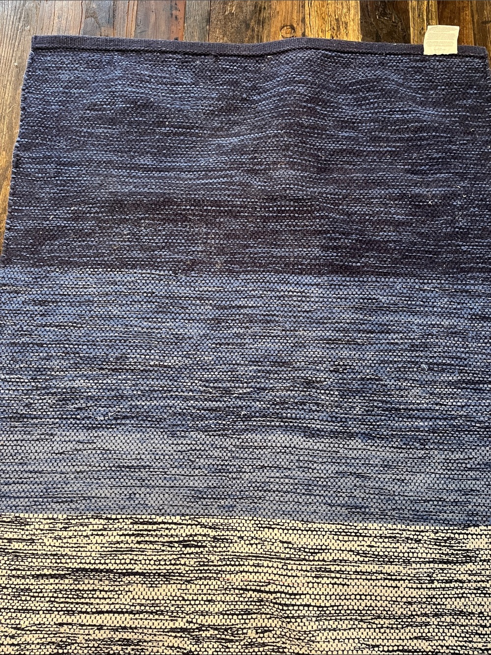 Handwoven Blue Gradient Cotton Rug - Picture 6 of 11
